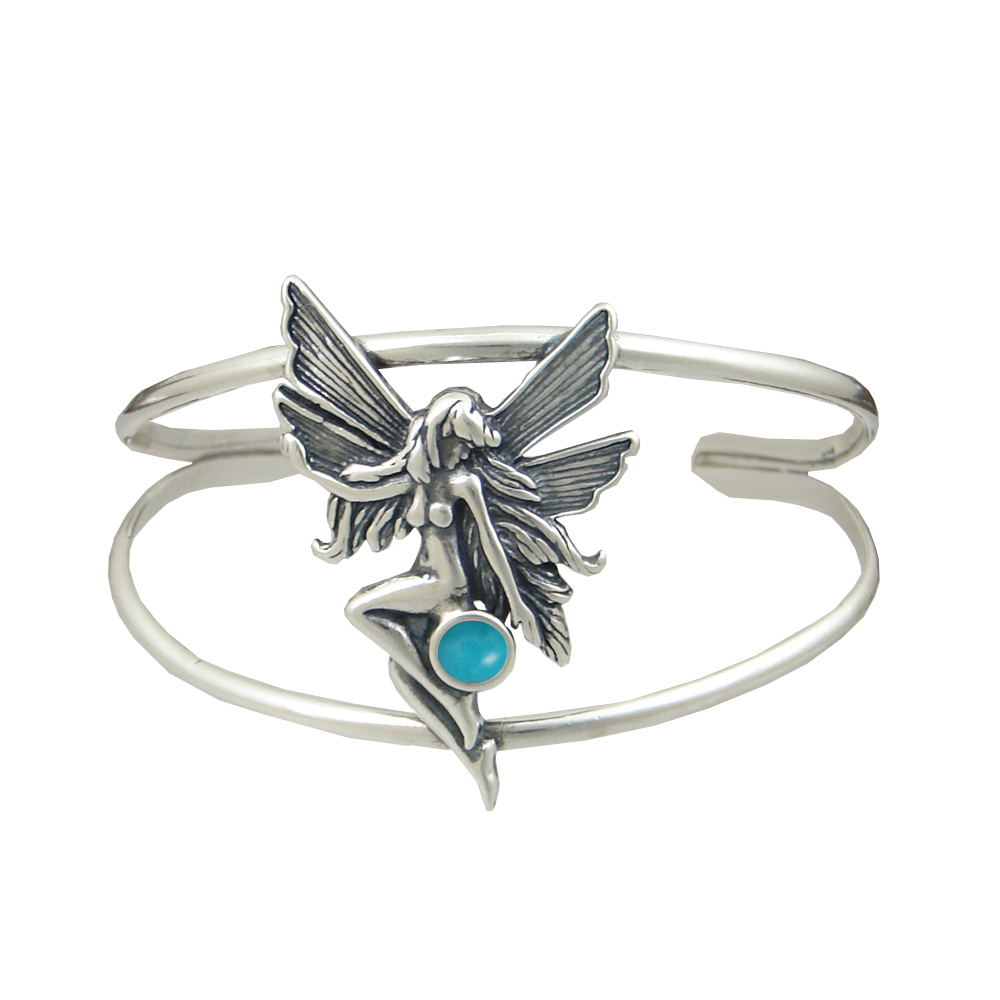 Sterling Silver Fairy Cuff Bracelet With Turquoise